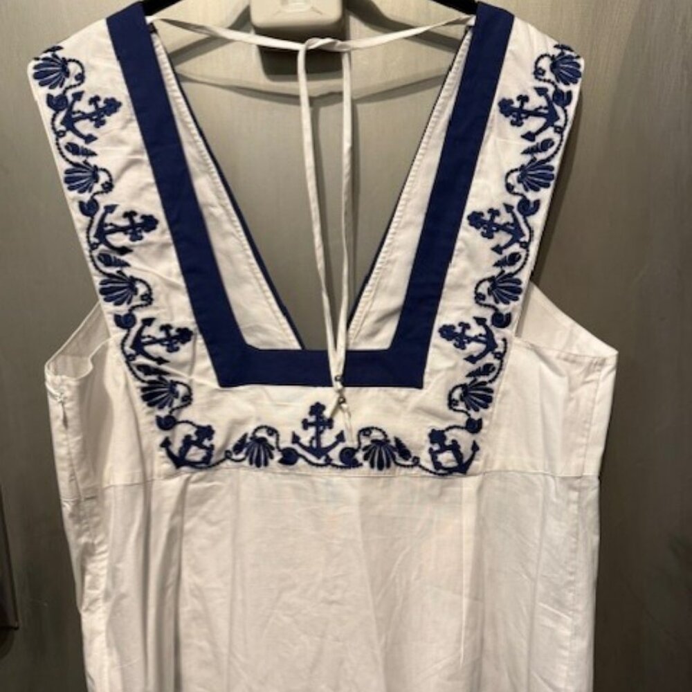 Retro Embroidered Floral Nautical / Sailor Mini Dress - Picture 7 of 16